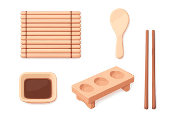 Assortment of traditional Japanese dining utensils and serving ware for authentic Asian culinary experiences