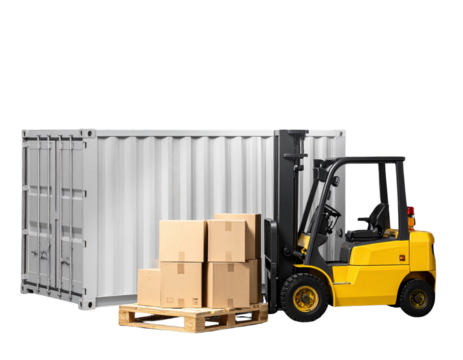 Minimalist Shipping Containers with Logistic Props