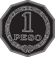columbian one peso coin vector silhouette
