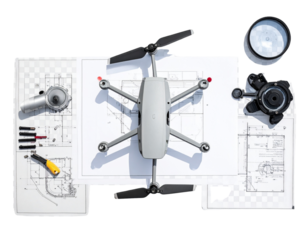 Minimalist Variable Wing Drone Engineering Illustration