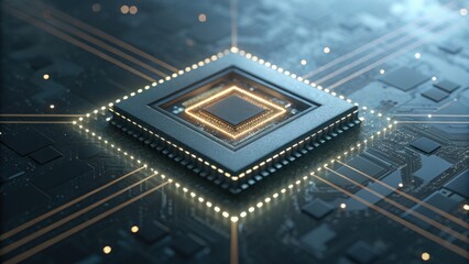 Close Up View of Advanced Processor with Core Technology Features