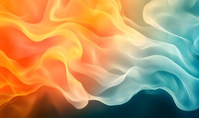 Obraz premium Abstract background design with flowing smoke effect in orange and blue color gradient art