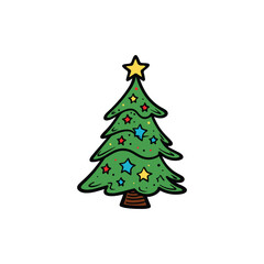 Decorative Christmas Tree Vector with Baubles and Star Holiday Illustration 2025