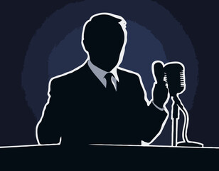 silhouette of the politician before a microphone bundile vector