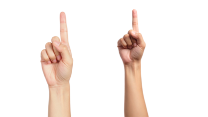 A hand showing its index finger pointing up to the sky