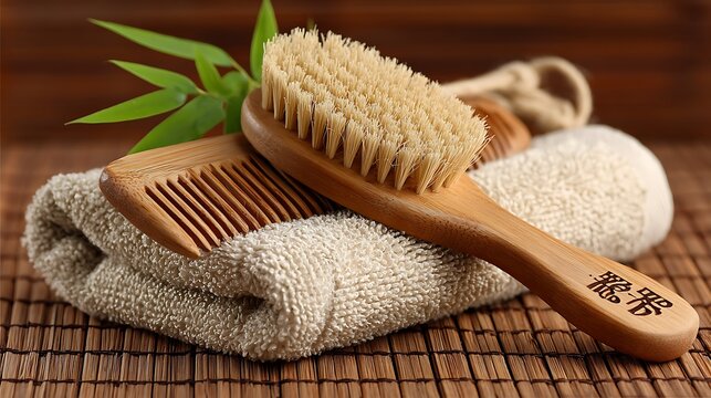 Bamboo comb eco handmade piece high resolution picture