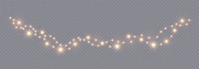 Realistic lamp Christmas lights isolated. Glowing led neon lights and lamps for Xmas and New year cards, banners, posters etc. Garlands design elements and decorations. Vector illustration