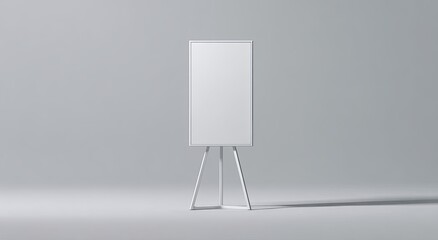 Blank white presentation easel on a plain gray backdrop