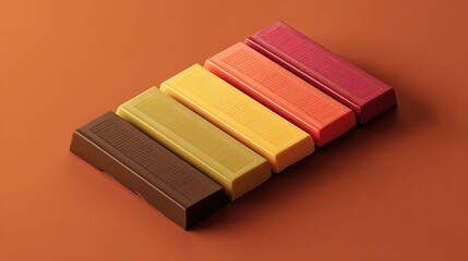 Chocolate bar halloween night flat design top view scary theme 3D render Triadic Color Scheme.