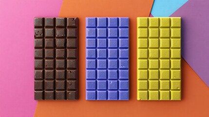 Chocolate bar halloween night flat design top view scary theme 3D render Triadic Color Scheme.