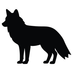 Elegant fox silhouette standing alert in profile vector illustration art