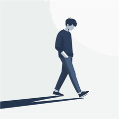 Vector of a teenager walking slowly