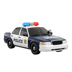 Police car patrols city streets at night with flashing lights ensuring public safety and order in the community.