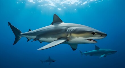 Obraz premium Great White Sharks Swim.