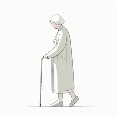 Vector of a grandmother walking with a cane