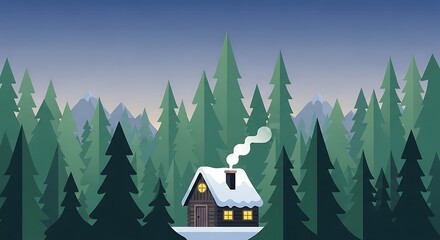 Fototapeta premium Winter Cabin in Woods. (4)