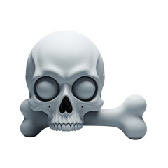 Obraz premium White human skull and bone isolated on transparent background