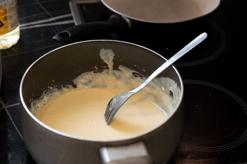 Liquid Batter for Pancakes in Home Kitchen