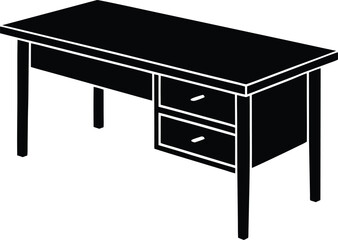  wooden office table on white .eps