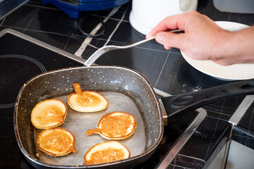 Homemade Pancakes on Frying Pan