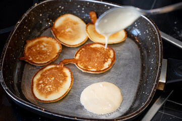 Homemade Pancakes on Frying Pan