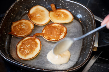 Homemade Pancakes on Frying Pan