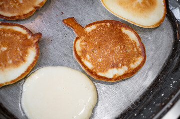 Homemade Pancakes on Frying Pan