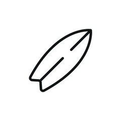 Surfboard icon in simple line for water sport, holiday, and travel projects.