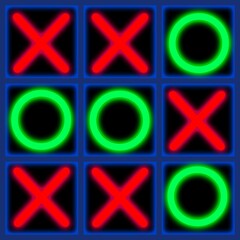 Neon Glow Tic Tac Toe X and O Game Grid Design