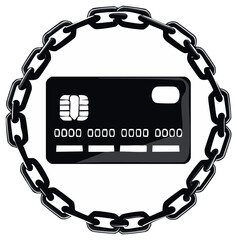 Credit Card Security with Chain Illustration Representing Blocked Access