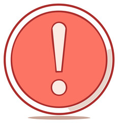 Warning Symbol Red Circle with Exclamation Point Alert Sign Attention Icon Risk or Danger Notification Isolated