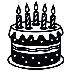 birthday cake with candles cartoon illustration 