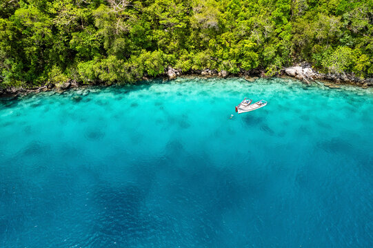 Aerial view of Iboih, on We Island in Aceh, Sumatra, Indonesia