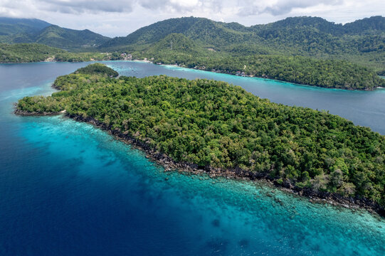 Aerial view of Iboih, on We Island in Aceh, Sumatra, Indonesia