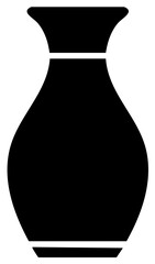 Elegant black silhouette icon of a classic curved vase for decoration