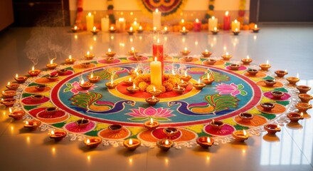 Diwali, Deepavali Hindu festival of lights. Diya lamp lit on black, copy space