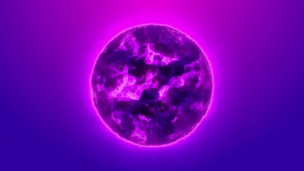 Pink glowing sphere on vibrant blue-pink gradient background. Abstract neon orb with soft aura. 4K seamless loop at 60fps. Ideal for VJ visuals, digital art, YouTube intros, and dreamy tech.