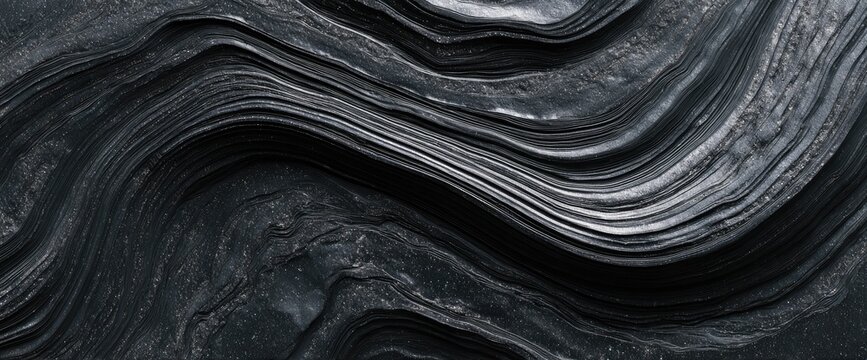 Abstract grayscale image showcasing layered, undulating forms resembling folded fabric or geological strata.  The texture is smooth yet subtly rough, creating a sense of depth and movement