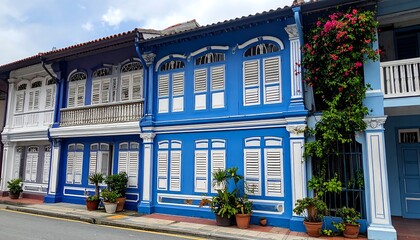 Colorful row of historic houses