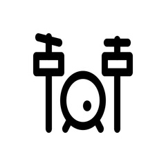 Illustration of a drum set with a snare drum and two toms in a simple black and white design style