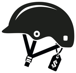 Fototapeta premium Protective helmet with a price tag symbolizing cost of safety gear