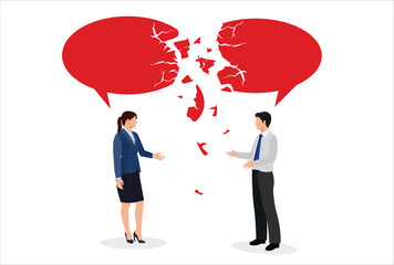 Business communication breakdown. Symbol of misunderstanding, negotiation problems, miscommunication, argument. vector template design element