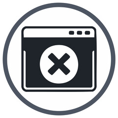 Obraz premium Vector icon of a browser window with a cancel symbol representing an error or closed page
