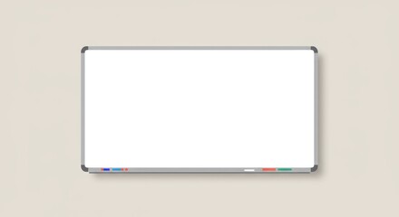Blank whiteboard with markers, ready for notes or presentations