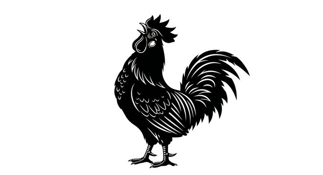  Black graphic vector of a rooster crowing