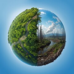 green planet with trees
