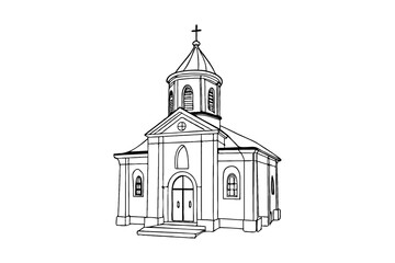 Ornate church building with domed steeple and arched windows architecture religious