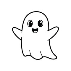 Naklejka premium A cheerful ghost character with big eyes and a friendly smile, perfect for Halloween-themed designs and decorations.