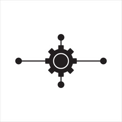 Technology development icon, system integration, software business, technical support,  innovation concept, gear.
