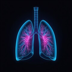 sci-fi holographic illustration of human lung photo
